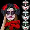 Mexico Day of the Dead Luminous Facial Tattoo Sticker Halloween Party Decoration Halloween Dress Up Day of the Dead DIY Party