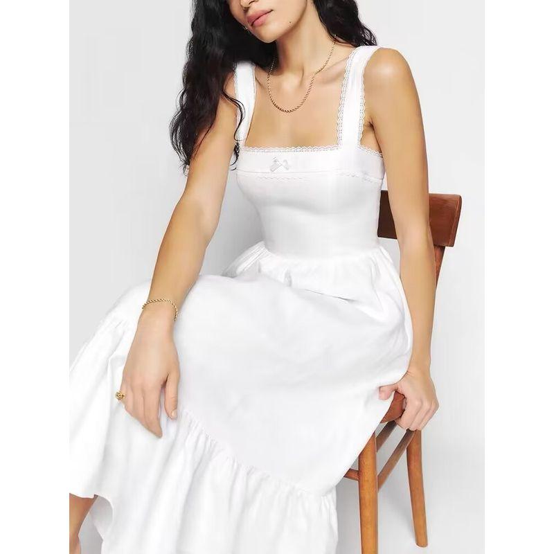 French Style Retro Lace Sling Dress Bows