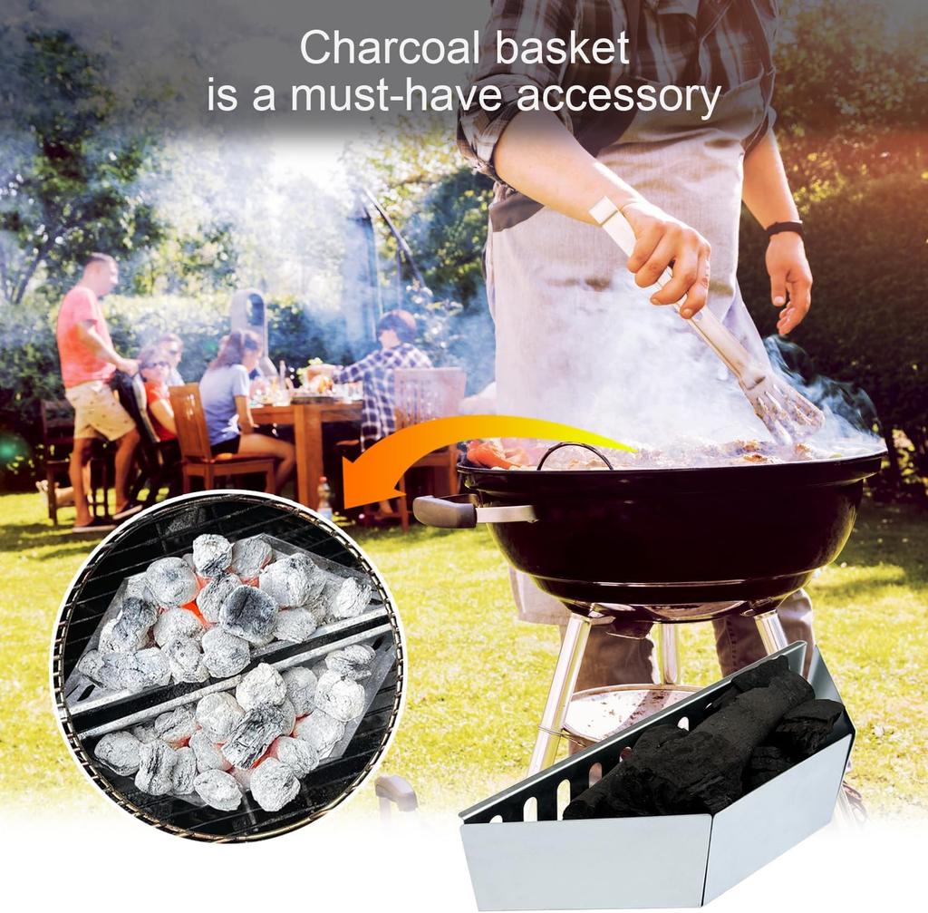 D5 2Pcs Charcoal Basket BBQ Charcoal Grill Basket Holders BBQ Grilling Accessories Replacement for BBQ Grill Tools Accessories
