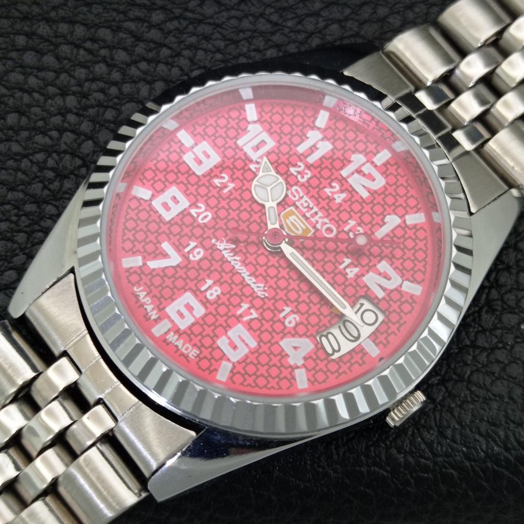 SEIKO 5 AUTOMATIC 6309A VINTAGE REFURBISHED JAPAN MENS RED DIAL WATCH a443986-1