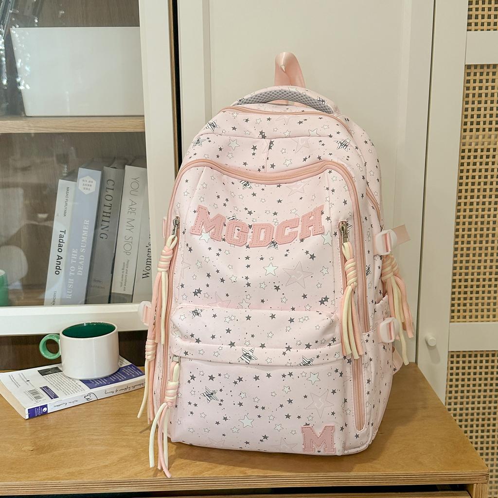 Schoolbag Korean version ins simple casual girl cute star high value printed schoolbag women's campus versatile backpack