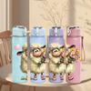 1PC Sheep Hold Flower Bouquet 750ml Color Plastic Sports Water Bottle Leakproof Flip Straw Lid Suitable for Sports Office Home Use