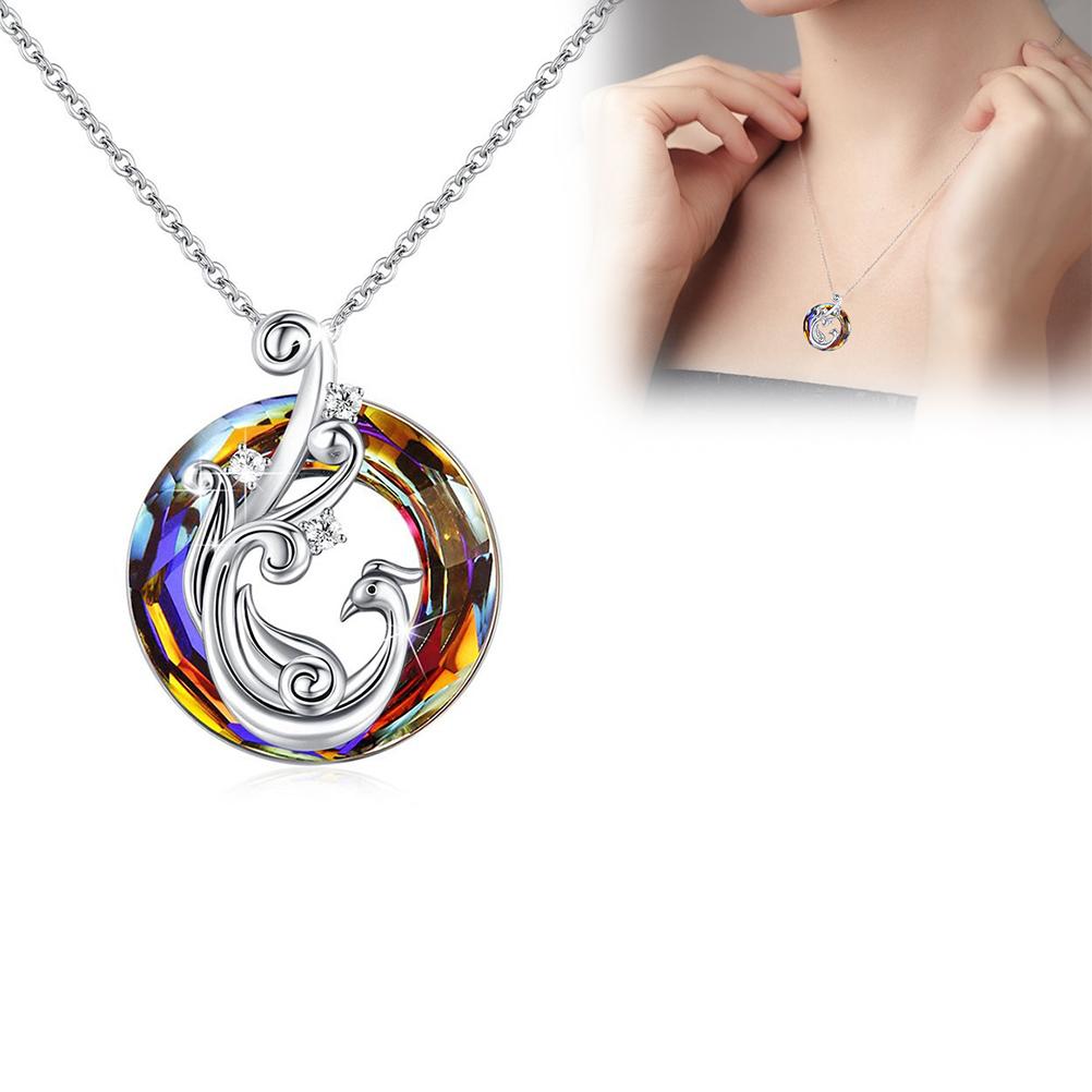 Colorful Crystal Jewelry Phoenix Necklace Pendant Rings for Women Girls Jewelry Gifts
