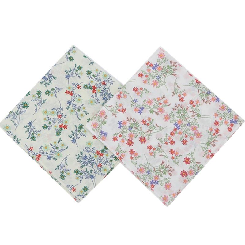 3Pcs 45x45cm Square Cotton Pastoral Flower Printed Portable Lady Handkerchief Women Absorbent Hand Towel Wedding Party Gift