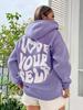 Women's Harajuku Fleece Hoodie with Back Letter Print