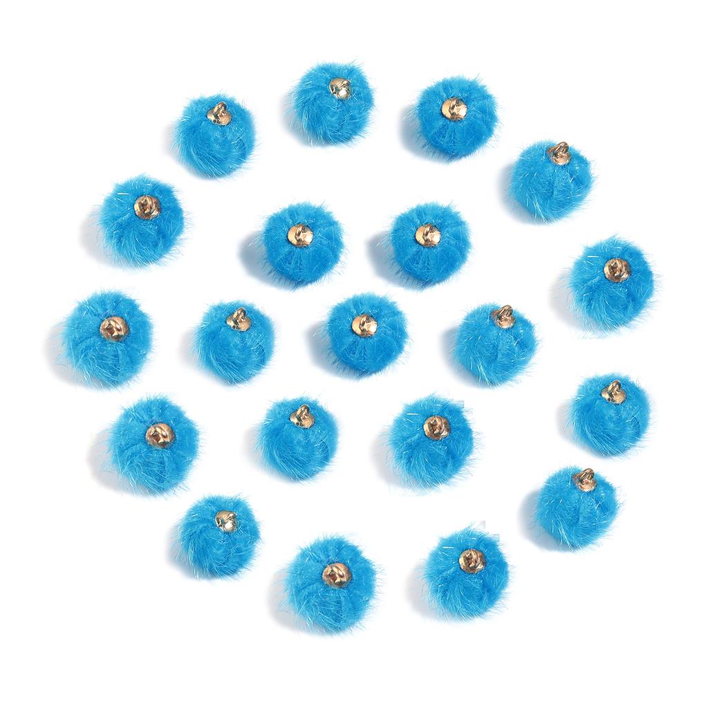 20pcs Plush Fur Covered Ball Beads Charms Multicolor Pompom Pendant For DIY Jewelry Making Necklace Bracelet Earring Accessories