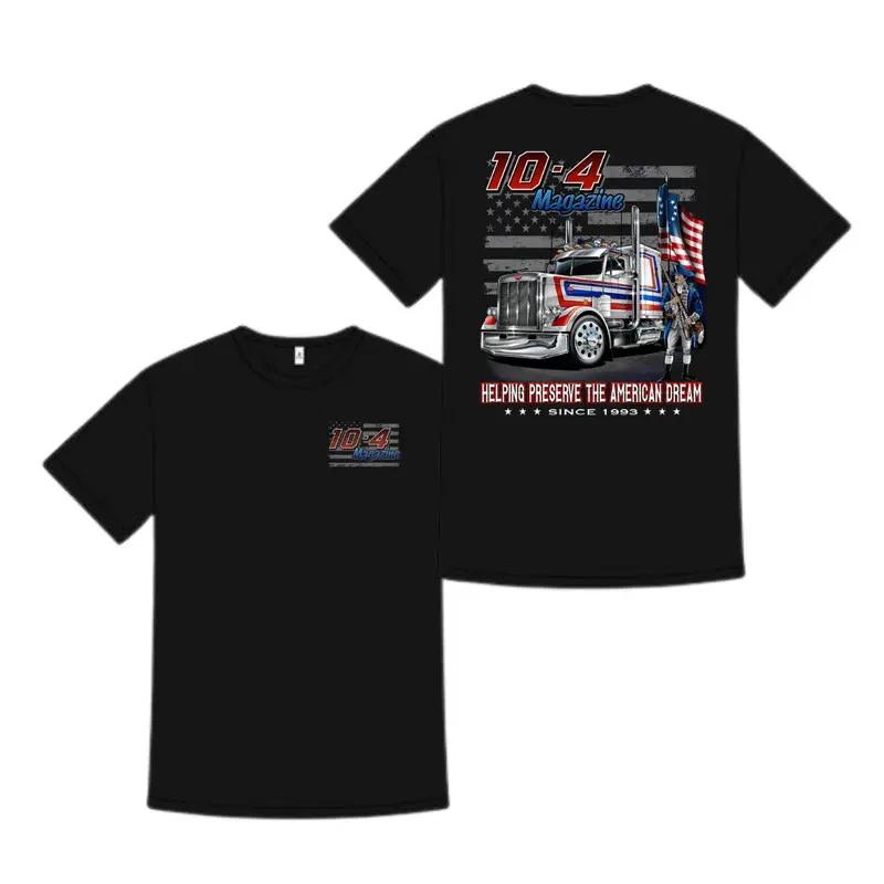 10-4 Magazine American Dream Shirt, Patriotic Semi Truck Graphic Tee, USA Flag T XS