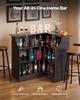 Home Bar Unit, L-Shaped Wine Bar Cabinet Table 4-Tier with Storage Shelves, Wine Glass Holder, 136 Kg Max Capacity, Wood Liquor Cabinet for Home,