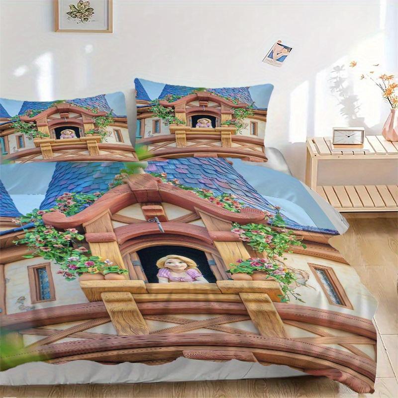 

3pcs Tangled Rapunzel Print Cover Set Ultra Soft, Breathable, and Comfortable Bedding with Stylish Design for Bedroom and Guest Room Decor 1 Cove 135x200cm