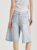 UNKNOWN PLANET Bermuda One-Pleat Washed Denim Shorts Light Blue