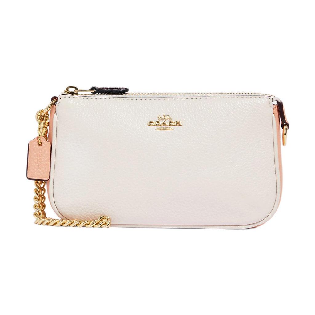 New COACH Nolita Pebbled Leather Wrist Bag, Pochette, Shoulder Bag, Handbag Trumpets Women's White CA443-IMCAH