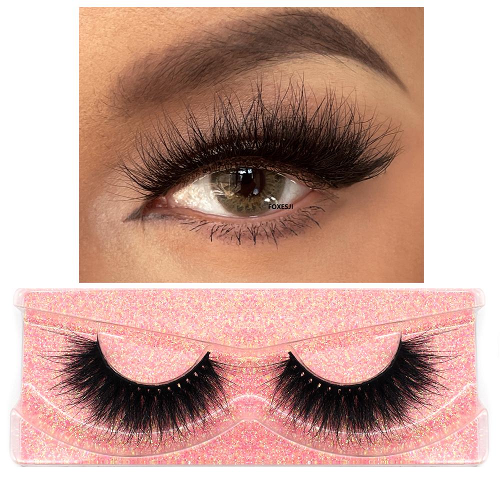 FOXESJI 3D Mink False Eyelashes Fluffy High Volume Eye Lashes Natural Wispy Full Strip Mink Eyelash Extension Bulk Lash Makeup