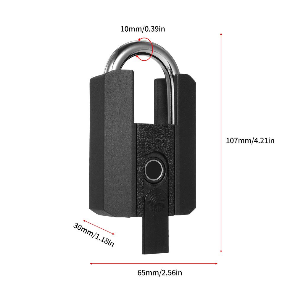 Heavy Duty Fingerprint Padlock with APP Waterproof Smart Lock with Key for Warehouse Fence Outdoor Gate Rechargeable