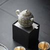 Dunhuang Ceramic Teapot Silver Gilded Kungfu Tea Set Ancient Style Home Brewing Purple Clay Pot Gift For Tea Lovers