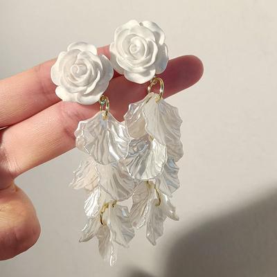 Temperament Petal Tassel Earrings
