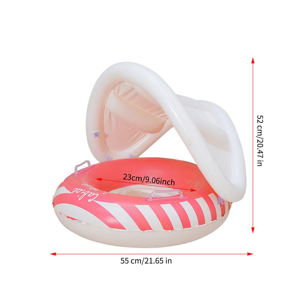 Baby Swim Ring with Sunshade Retro Children's Swim Ring Pool Floats Kids Inflatable Swim Ring Seat with Canopy Swimming Floats
