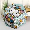1pc Hello Kitty Daisy Patchwork with Automatic Opening Umbrella - Portable Tri-Fold Design, 8-Bone Iron Frame, Outdoor Umbrella, Ideal Gift for Fans,
