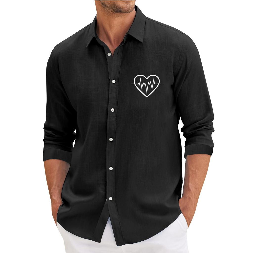 Lässiges, locker sitzendes Langarmhemd für Herren, modisches Revershemd