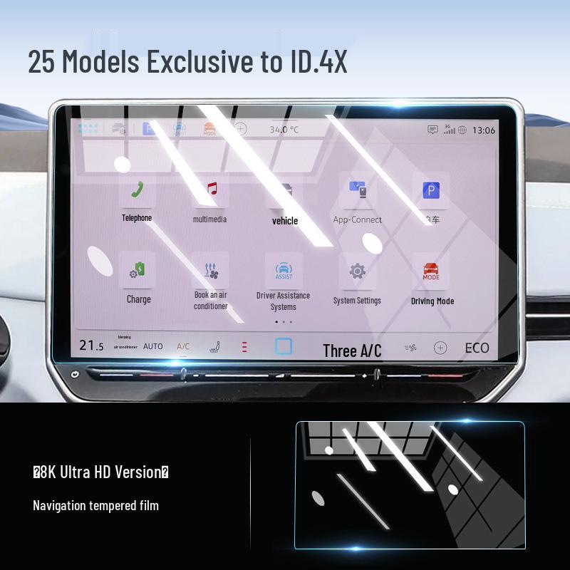 Volkswagen ID4X CROZZ Tempered Glass Screen Protector & Central Control Film for Interior Decoration