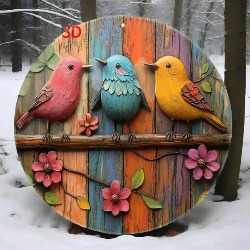 Vibrant Bird Floral Aluminum Metal Wall Art Decor Hanging Sign