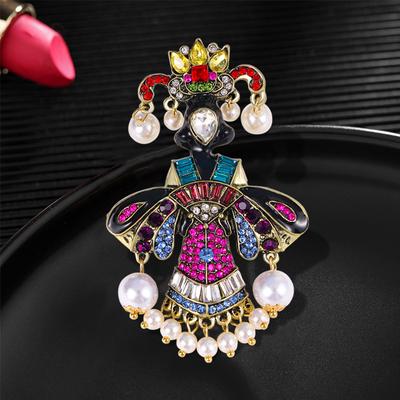 Klassische Damen Herren Vintage Kristall Design Abzeichen Broschen Retro Mittelalterlich Strass Perlen Anhänger Accessoires Schmuck Für Damen