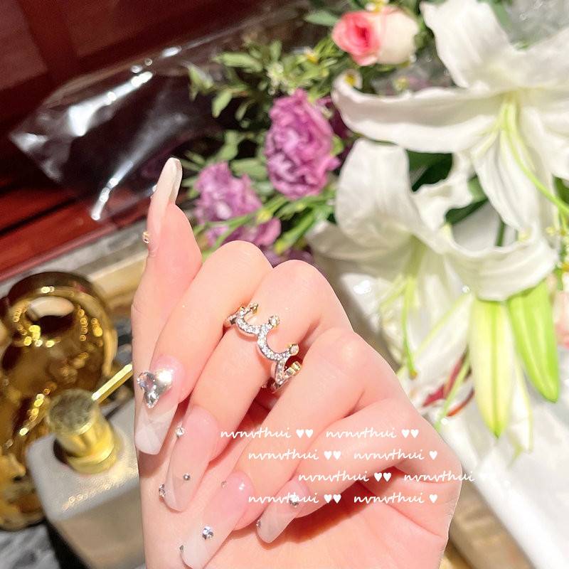 Fashion Glamour Women Crown Gold Plated Crystal Bridal Engagement Ring Ornament