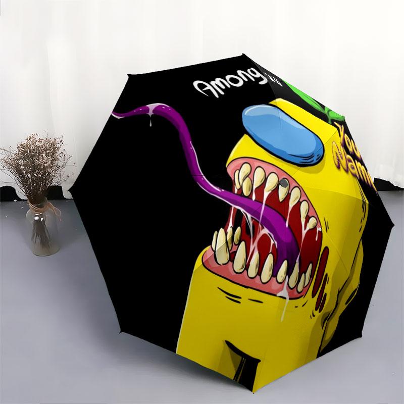1 PC Automatic Folding Umbrella - Among Us Custom Name Pattern, Portable & Foldable Design with 8 Ribs, Christmas Birthday Gifts