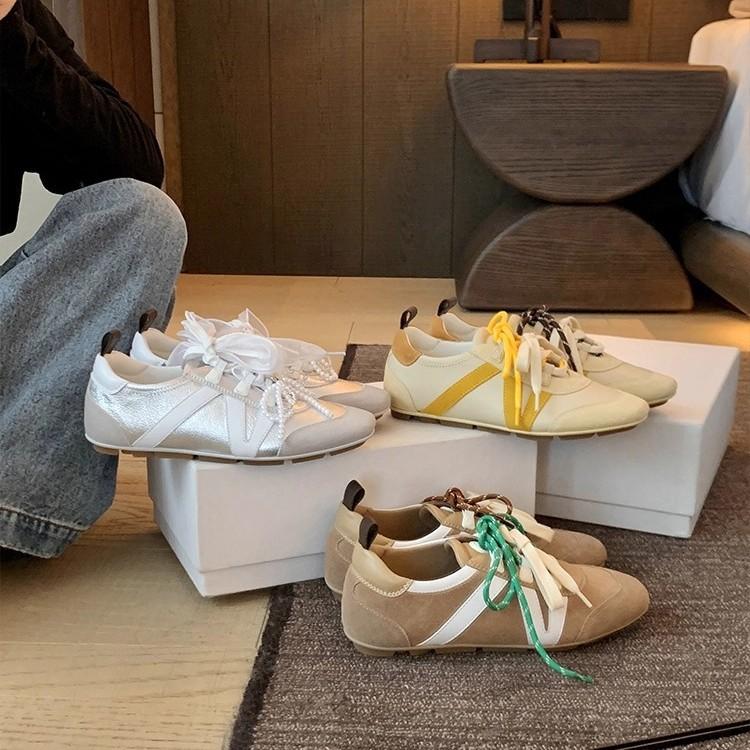 

У Су Иньинь такие же круглые шнурки-мандаринки, цветные плоские повседневные туфли, спортивная обувь для женской моды, универсальная немецкая тренировочная 40 жёлтый