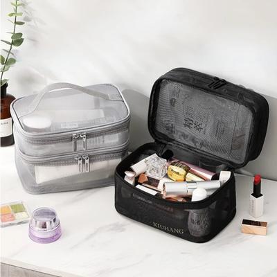 Women's Transparent Mesh Ideal for Cosmetics Makeup and Toiletries Kit  for Travel Sales Success Make Up Organizer Bag