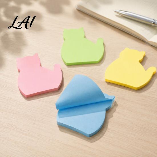 Animal Shaped Memo Pads 2PCS Cute Cat Sticky Notepads Multi Color Macaron Adhesive Student Learning Supplies Pads Compact Decorative Note