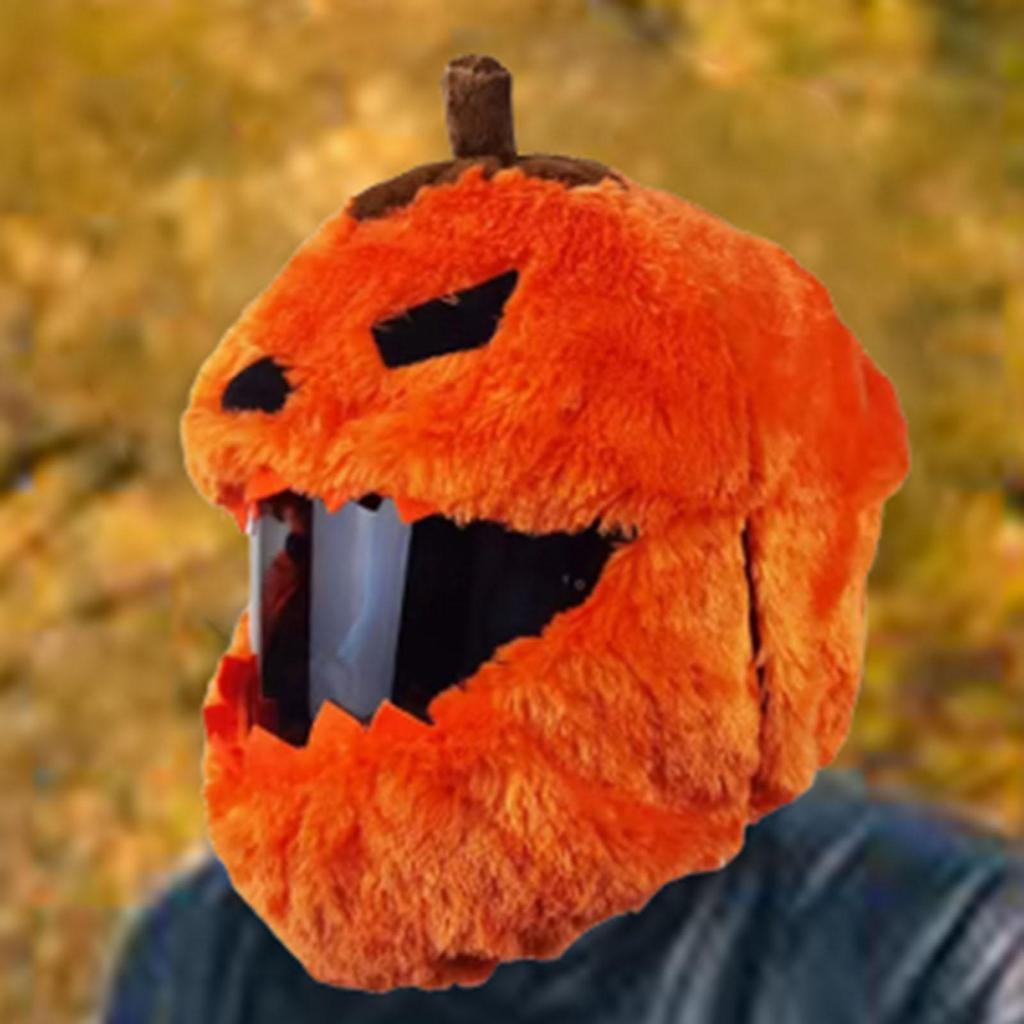 Cartoon-Plüsch Halloween Kürbis Motorradhelm-Abdeckung, Lustige Schutzkappe für Weihnachts-Motorradzubehör
