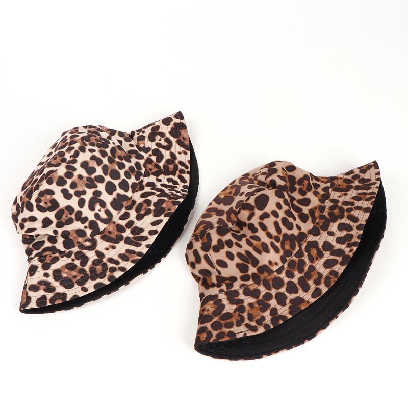 Korean Suede Leopard Print Reversible Bucket Hat for Women - Trendy Autumn/Winter Outdoor Casual Sun Protection