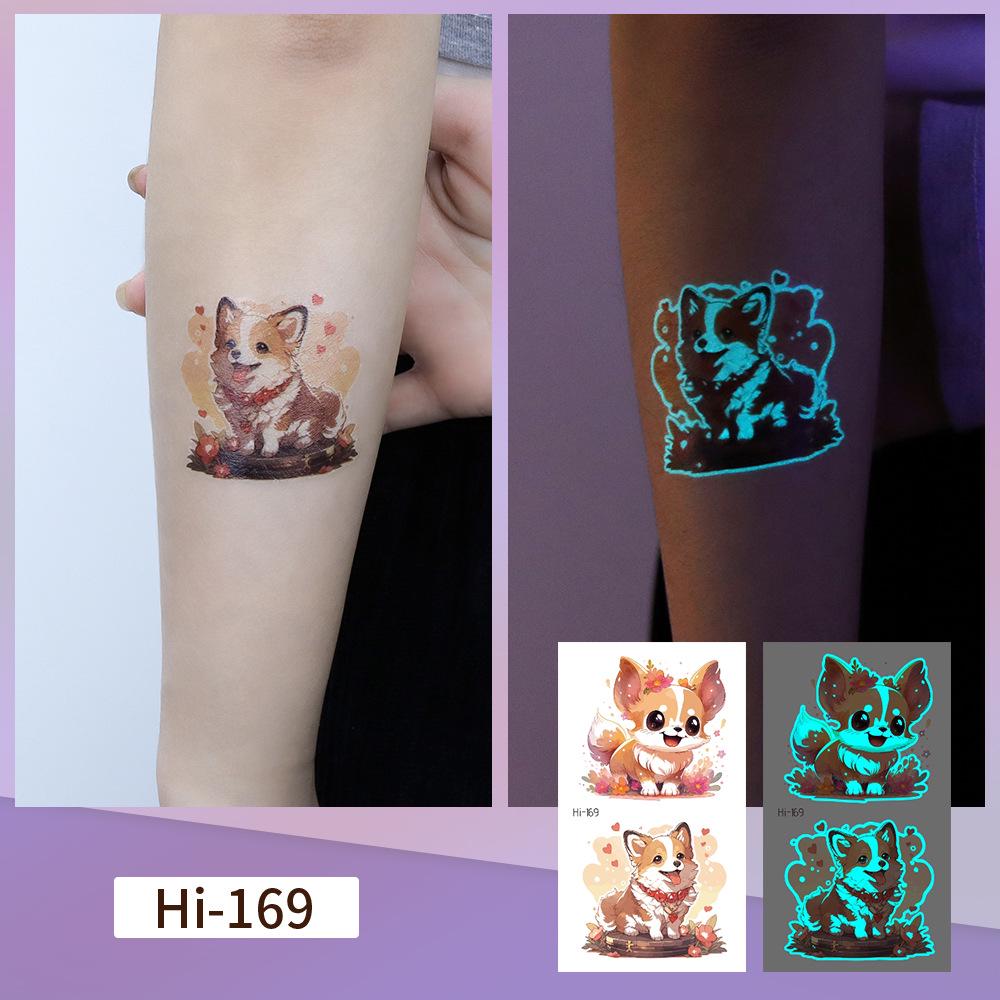 Rikalong Blaue Leuchtende Tattoo-Aufkleber: Niedliche Tierdesigns für Haustiere & Festivals