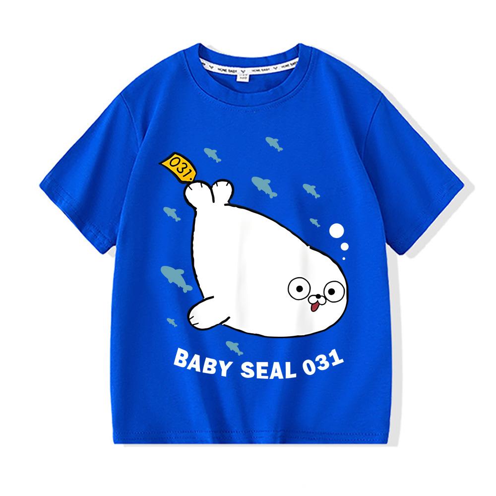 Kawaii Sealook T-shirts 2026 New Style Cartoon Print Cotton Tshirt Crew Neck Cartoon Boys/girls T Shirt