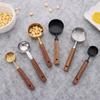 4 Pezzi Cucchiaio Dosatore Caffè con Manico in Legno Oro Argento Strumento per Cottura Gelato Zucchero Sale Spezie