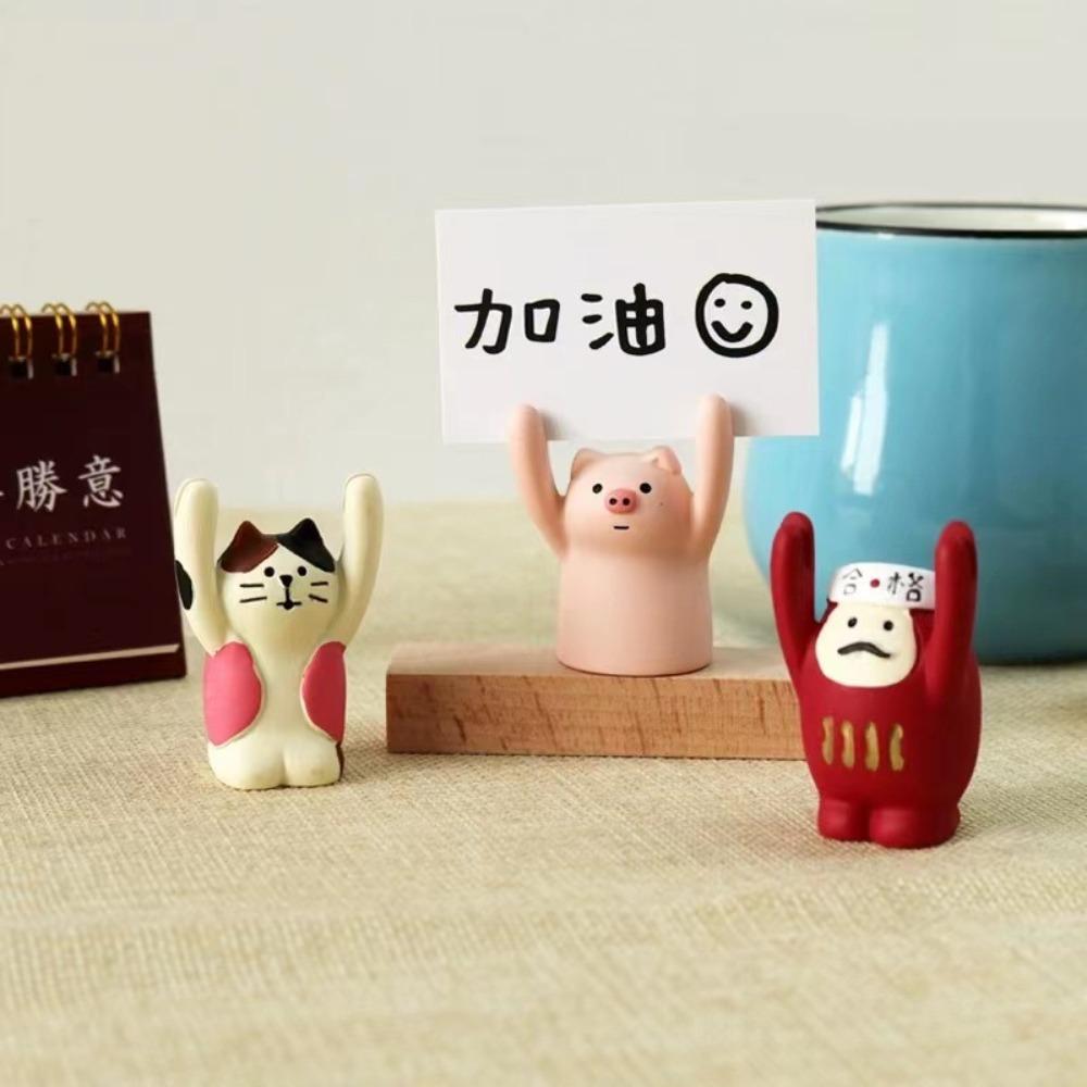 Mini Creative Cartoon Card Holder Resin Display Stand Korean Stationery Office Desk Organizer