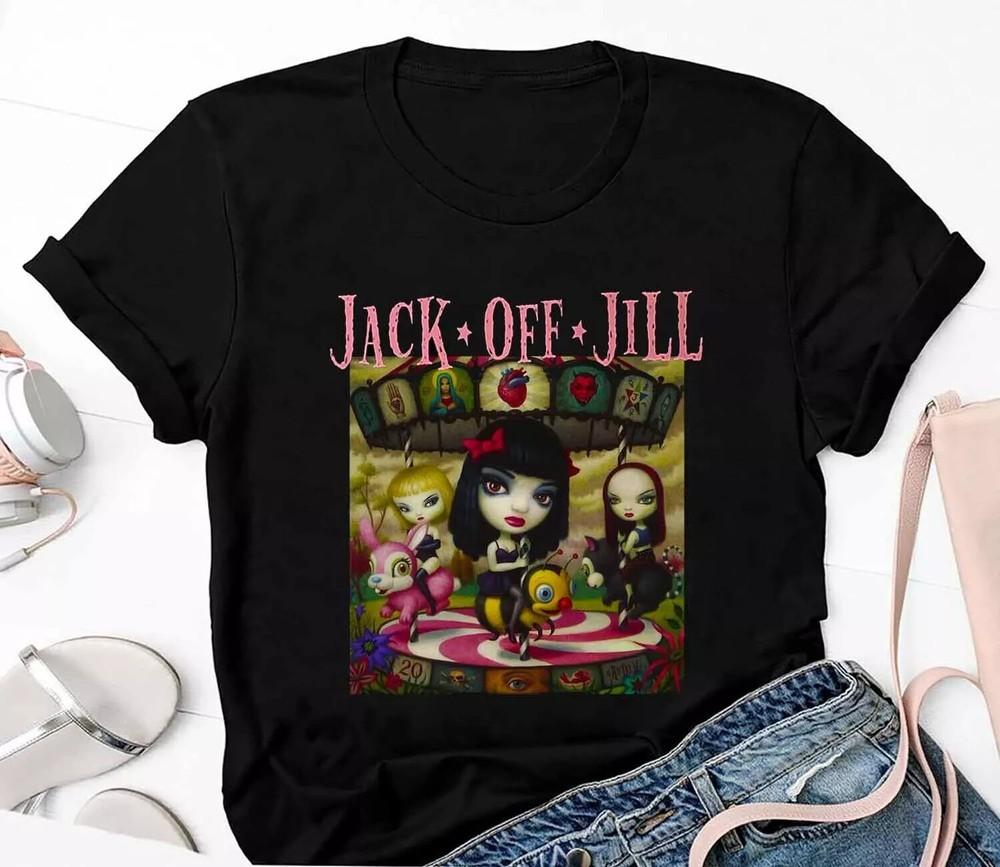 Clear Hearts Grey Flowers Jack Off Jill T-Shirt Size S-4XL Unisex T-Shirt L