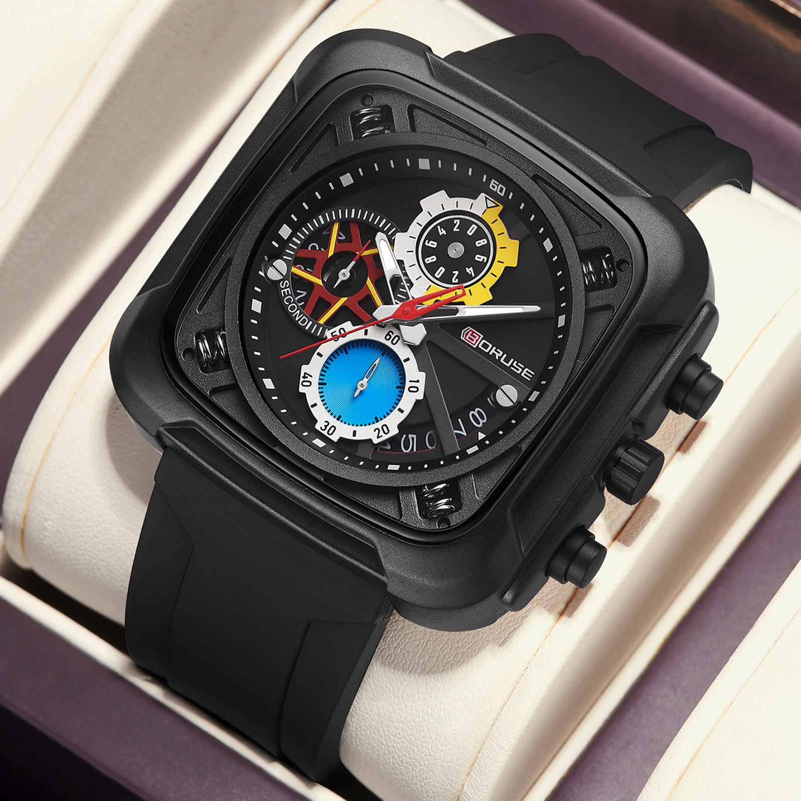 Boruse Fashion Men S Silicone Strap Watch Fashion Waterproof Luminous Calendar Quartz Watch