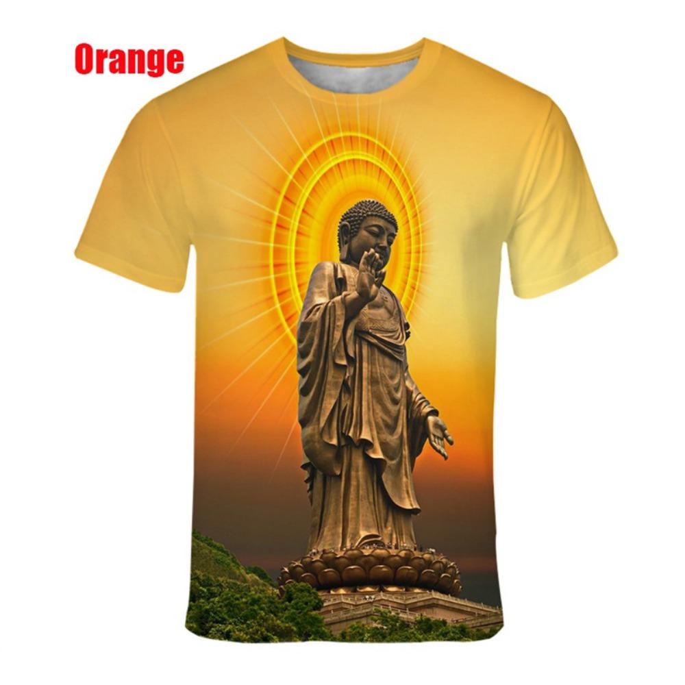 3D Buddha Shakyamuni Printing T Shirt For Men Round Neck Short Sleeve Kid Cool Buddhist Faith Tops T Shirts Harajuku Clothes Tee