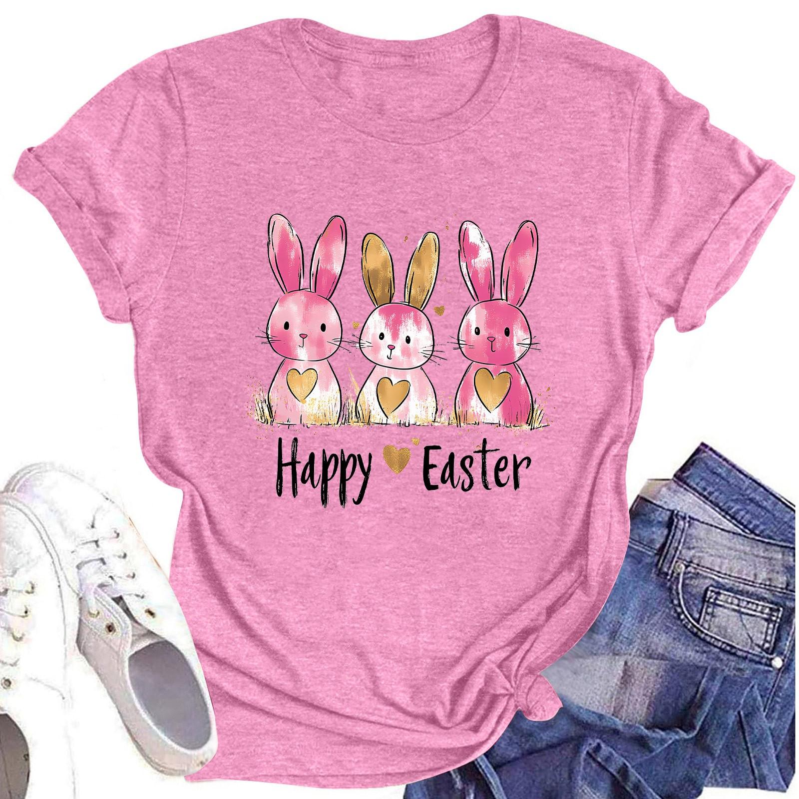 

Женский топ с круглым вырезом, повседневный принт, футболка с короткими рукавами XL розовый