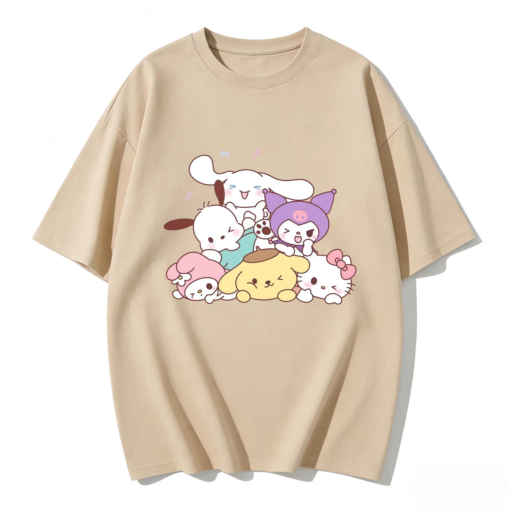 

2026 HelloKitty Tee soft cotton short sleeve crew neck cute print lightweight summer top for Women daily casual wear S