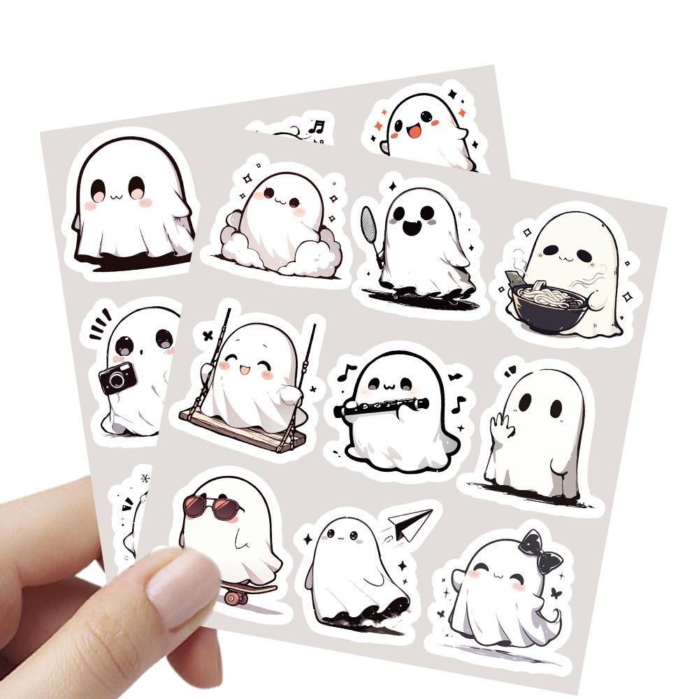 1054Pcs Cartoon Cute Ghost Funny Meme Sticker Halloween Creative Decoration Doodle Diy Skateboard Helmet Laptop Decal Kids Toy