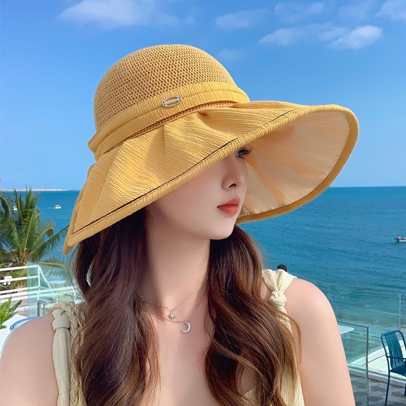 New Empty Top Hat Summer Women's Fashion Light and Breathable Big Eaves Hat Outdoor Travel Leisure Sunshade Sunscreen Hat