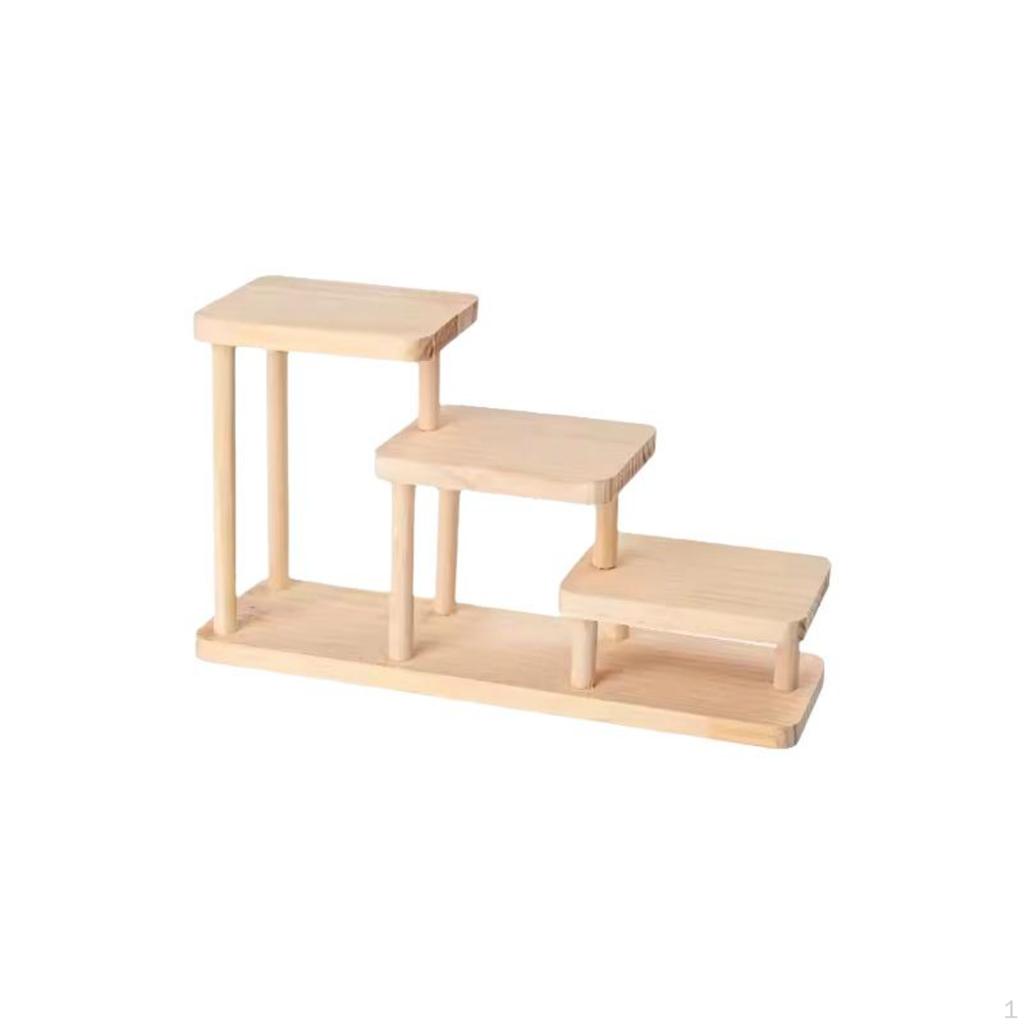Wooden Display Stand, Tiered Organizer Shelf, Countertop Dessert Riser, Multipurpose Storage for