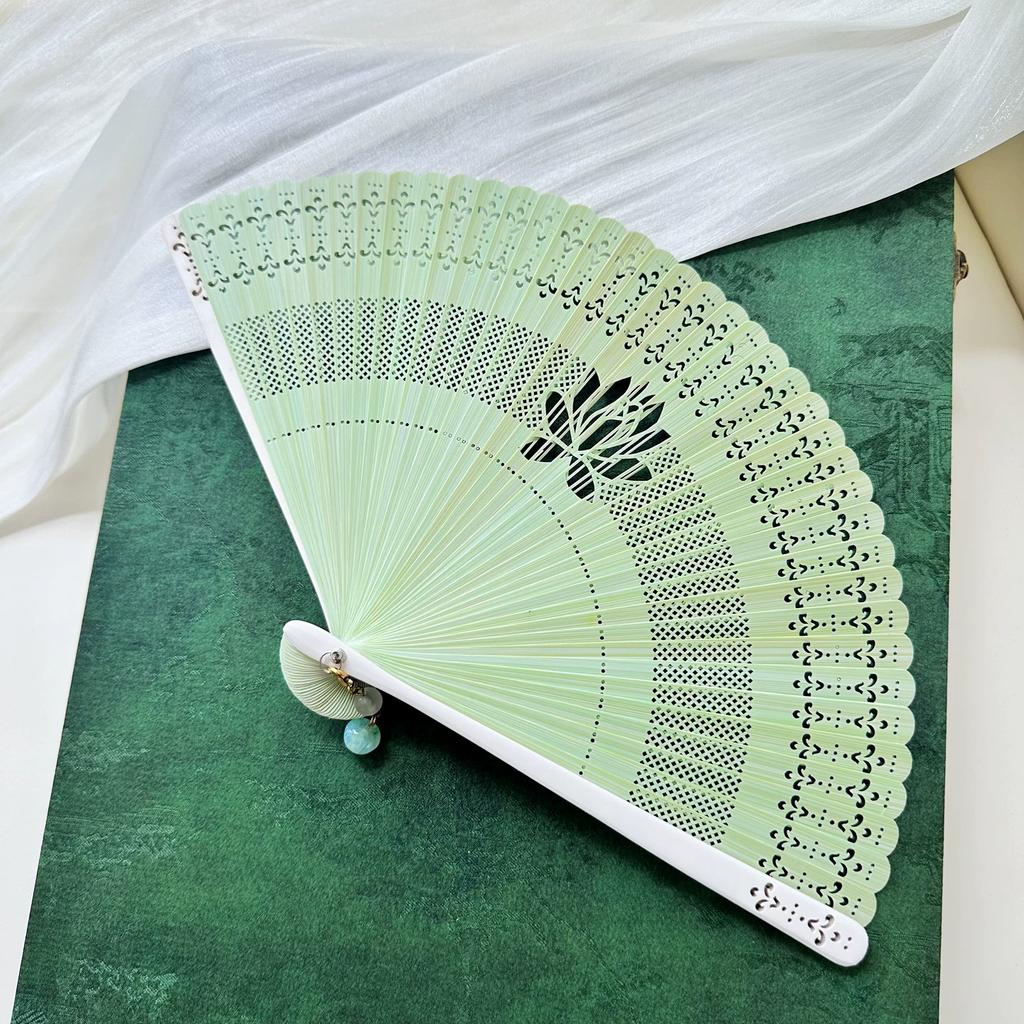 Women's Small Folding Fan, New Chinese Style, Portable Folding Full Bamboo Fan, Ancient Style, Suitable for Cheongsam, Hanfu, and Dance