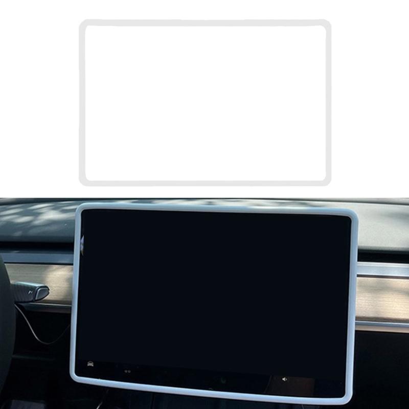 Car Interior Screen Edge Protective Silicone Frame Skin Cover For Model 3 Model Y Center Console Bumper Guard Decoration