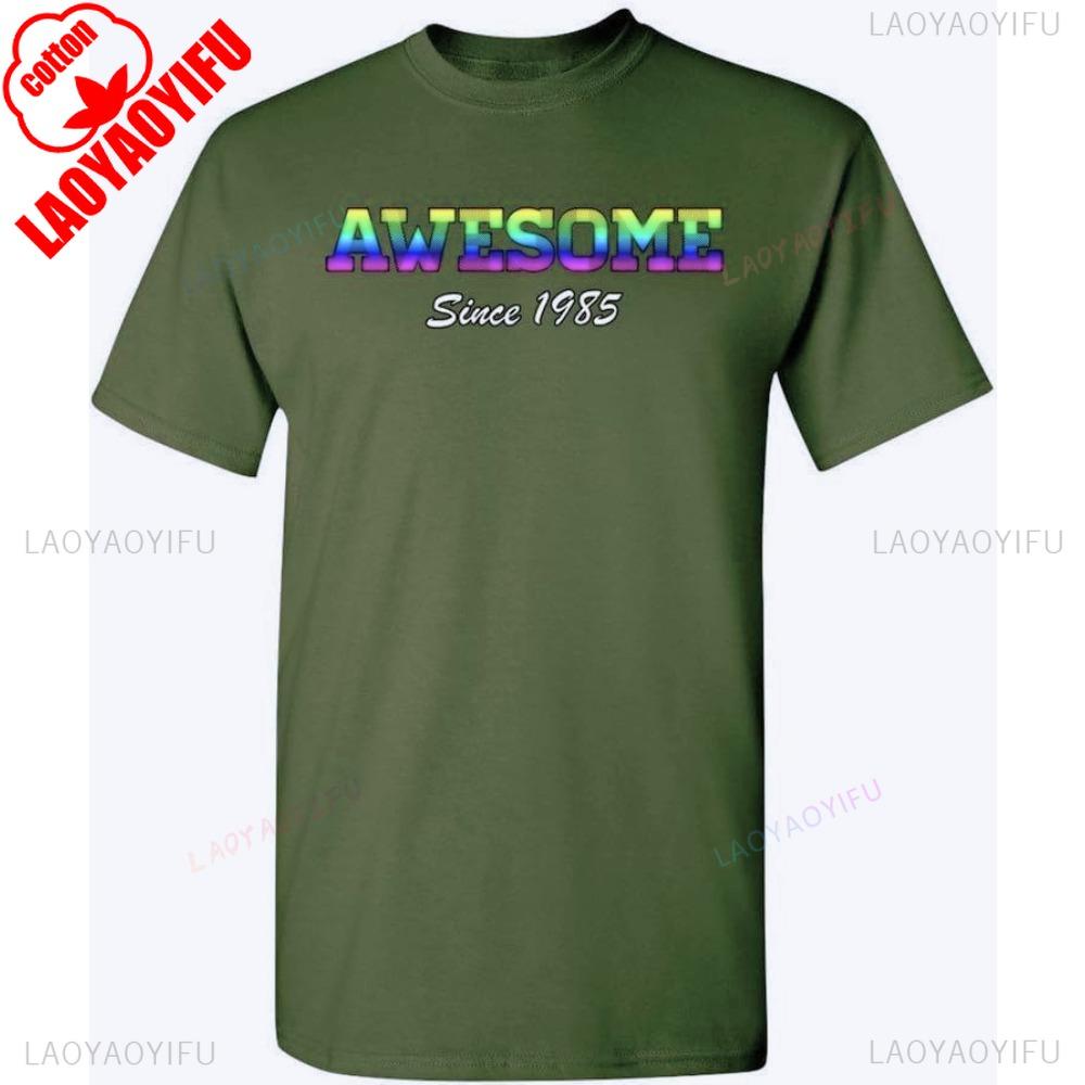 Awesome Since 1985 Colorful Gift Novelty TShirt Men Crewneck Cotton Tee Tops Fashionable Casual Summer Daily Life Short Sleeve