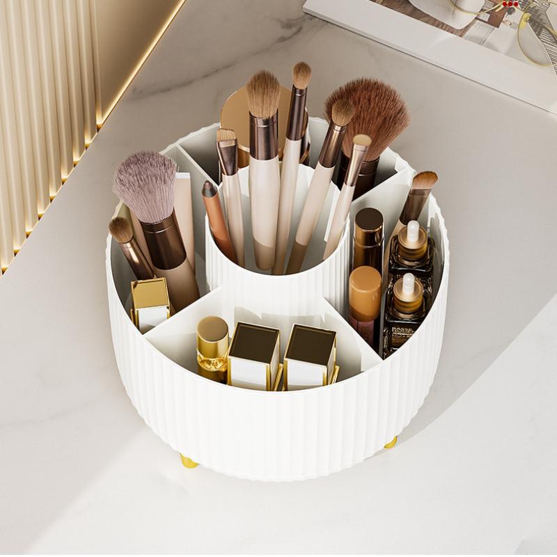 1pc Organizador de Pincéis de Maquiagem, Organizador de Pincéis de Maquiagem Rotativo 360°, Suporte para Pincéis de Maquiagem de Grande Capacidade com 5 Compartimentos