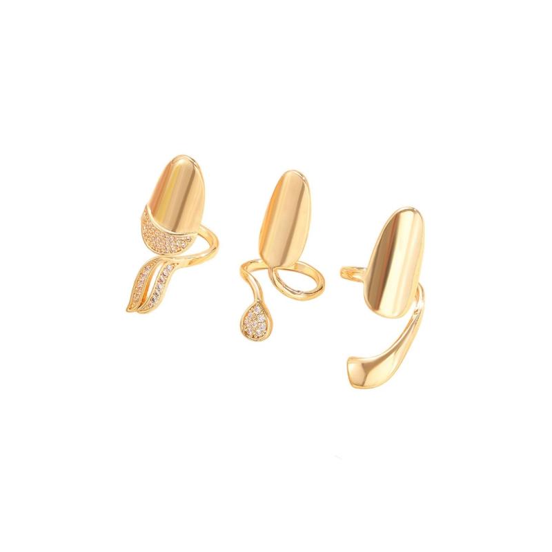 * New Sale 1/3Pcs Zircon Nail Cover Ring Creativity Metal Detachable Nail Ring Elegant Simple Hand Jewelry Accessories Gifts