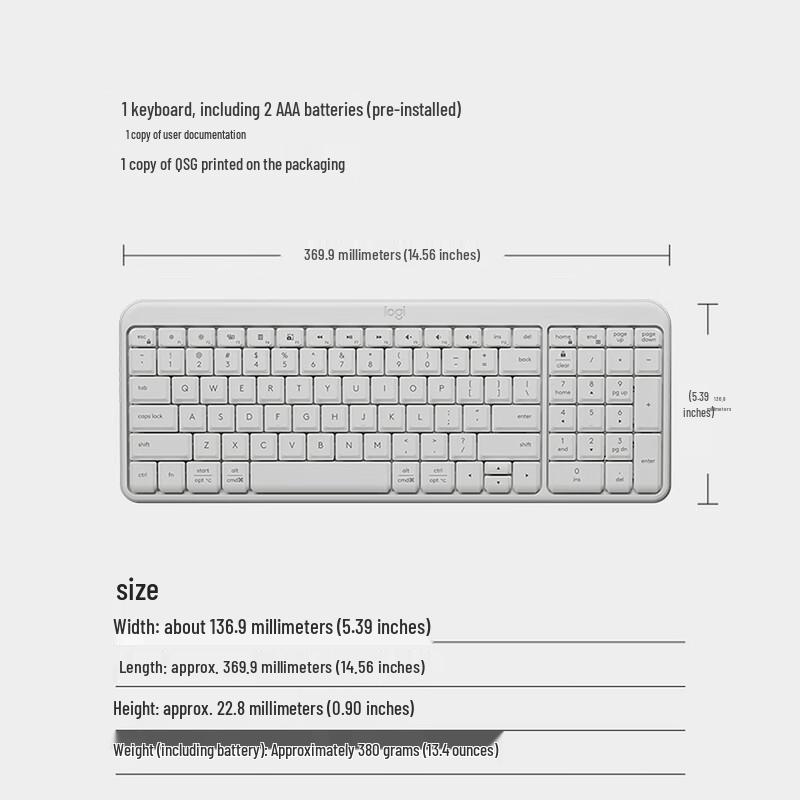 Logitech G K251 Wireless Bluetooth 99-Key Compact Keyboard